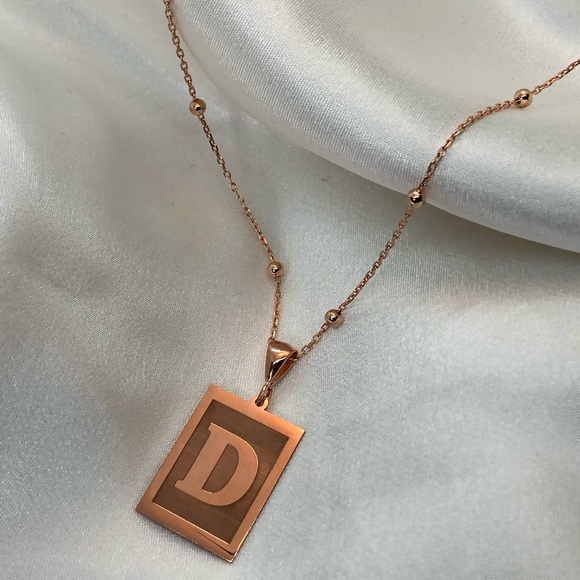 925 Sterling Silver Initial Beaded Necklace - Picture 4 of 11